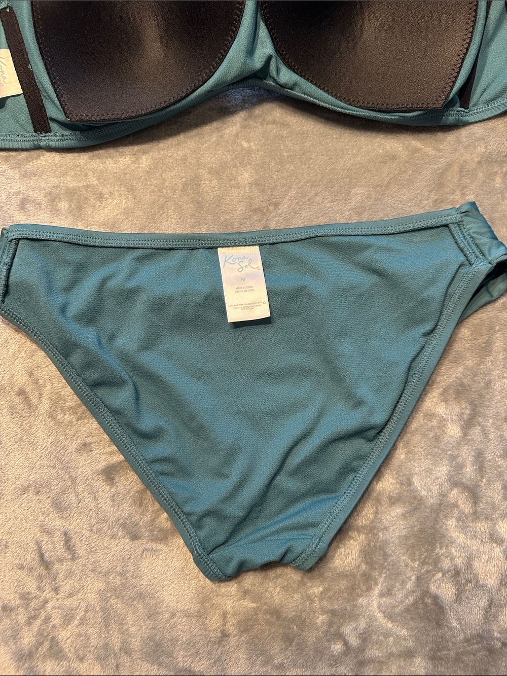 EUC Kona Sol Teal Bandeau Bikini Set - Twisted Front Two-Piece Sz M - Picture 8 of 12